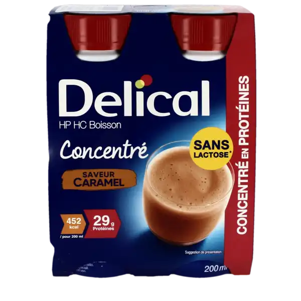 Delical Boisson Hp Hc Concentrée Nutriment Caramel 4 Bouteilles/200ml