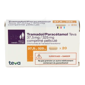 Tramadol/paracetamol Teva 37.5 Mg/325 Mg, Comprimé Pelliculé