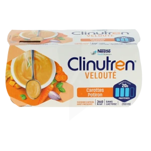 Clinutren Soupe Velouté Nutriment Carottes Potiron 4 Cups/200ml