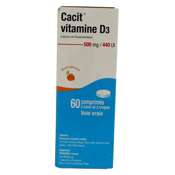 Cacit Vitamine D3 500 Mg/440 Ui, Comprimé à Sucer Ou à Croquer
