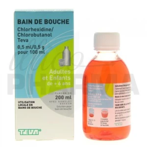 Chlorhexidine/chlorobutanol Teva 0,5 Ml/0,5 G Pour 100 Ml, Solution Pour Bain De Bouche  Fl/500ml
