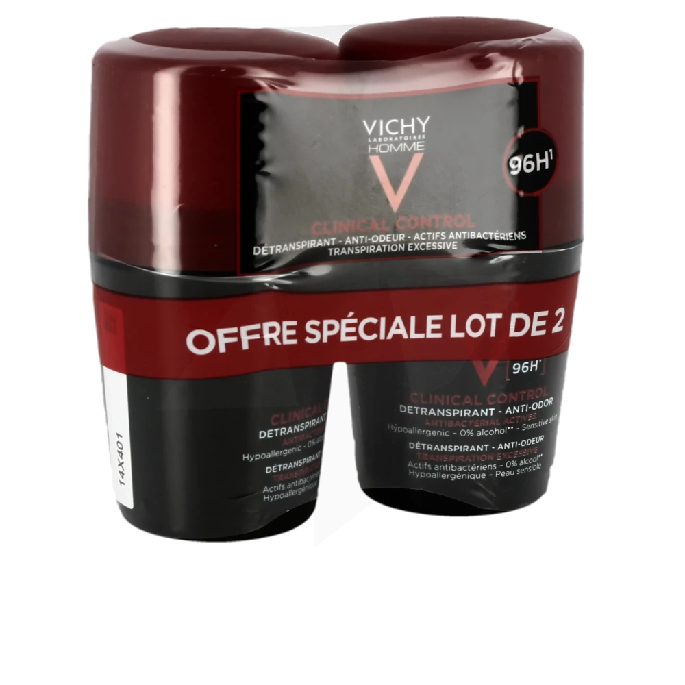 Vichy Homme Détranspirant Clinical Control Anti-odeur 96h 2roll-on/50ml