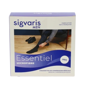 Sigvaris Essentiel Microfibre Chaussettes  Homme Classe 2 Noir Small Long