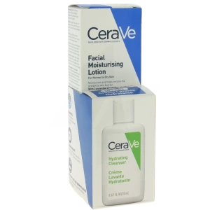 Cerave Facial Moisturizers Crème Hydratante Visage Pour Les Peaux Normales à Sèches Tube/52ml + Crème Lavante 20ml