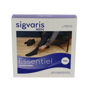 Sigvaris Essentiel Microfibre Bas Auto-fixants  Homme Classe 2 Gris Clair Small Normal