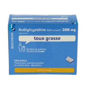 Acetylcysteine Bgr Conseil 200 Mg Sans Sucre, Poudre Pour Solution Buvable En Sachet-dose