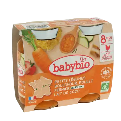Babybio Alimentation Infantile Petits Légumes Boulghour Poulet Coco Morceaux 2pots/200g à LORMONT