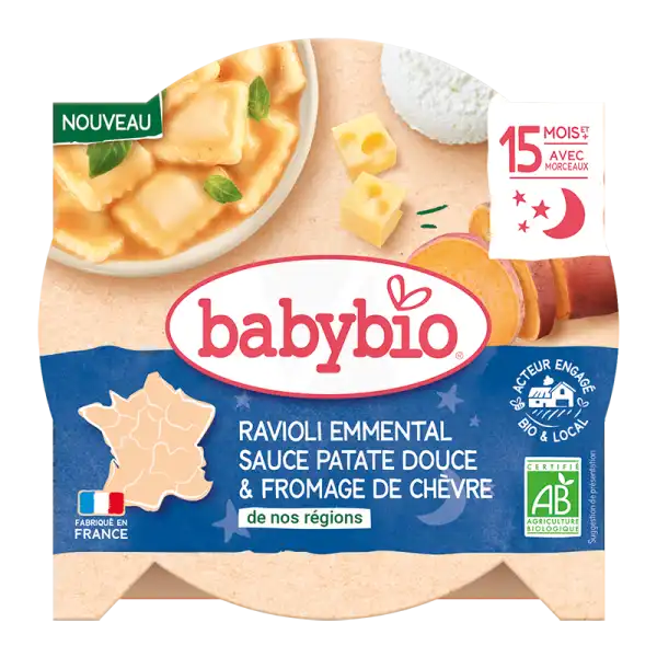 Babybio Alimentation Infantile Ravioli Emmental Sauce Patate Douce Doypack/190g