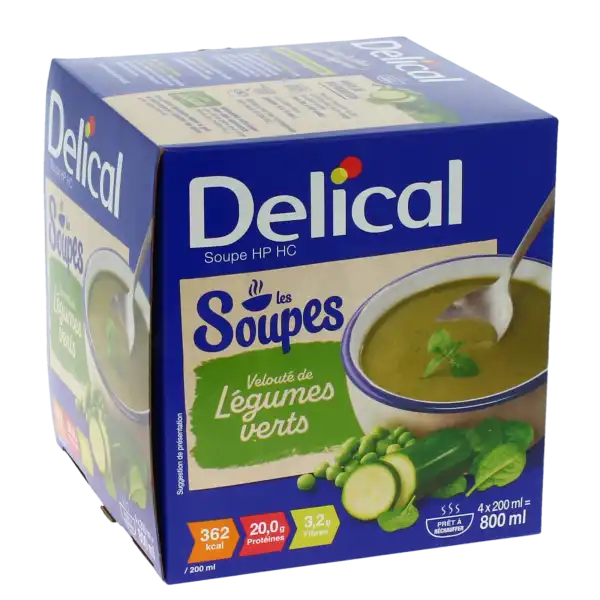 Delical Soupe Hp Hc Nutriment Velouté Légumes Verts 4bols/200ml