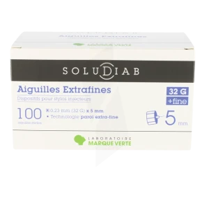 Soludiab Aiguilles Stylos Insuline 5mm Extrafines 32g  Bt100