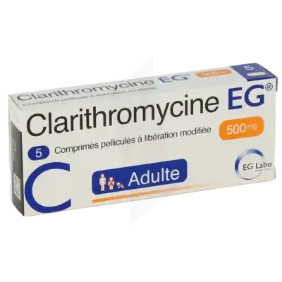 Clarithromycine Eg 500 Mg, Comprimé Pelliculé à Libération Modifiée à Abbeville