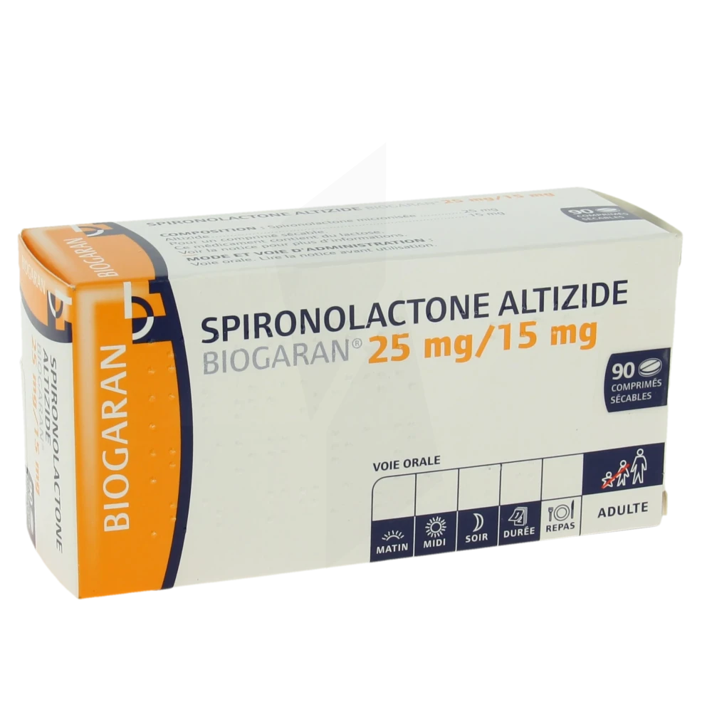 Spironolactone Altizide Biogaran 25 Mg/15 Mg, Comprimé Sécable