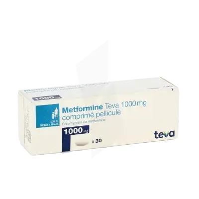 Metformine Teva 1000 Mg, Comprimé Pelliculé à Bassens