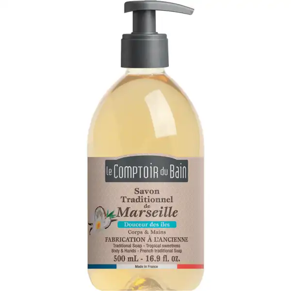 Le Comptoir Du Bain Savon Traditionnel De Marseille Douceur Des îles Fl Pompe/500ml