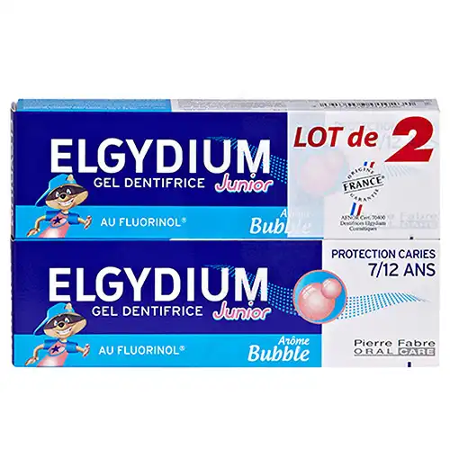 Elgydium Junior Protection Caries Dentifrice Bubble 7-12ans 2 T/50ml