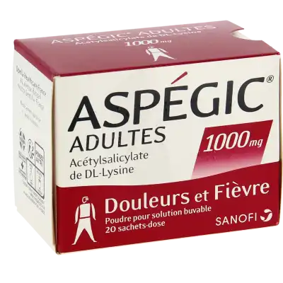 ASPEGIC ADULTES 1000 mg, poudre pour solution buvable en sachet-dose