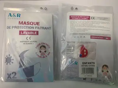 Masque de protection filtrant Lavable Voitures Enfant à partir de 6 ans B/2