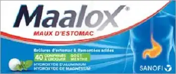 Maalox Hydroxyde D'aluminium/hydroxyde De Magnesium 400 Mg/400 Mg Cpr à Croquer Maux D'estomac Plq/40 à MONTPELLIER