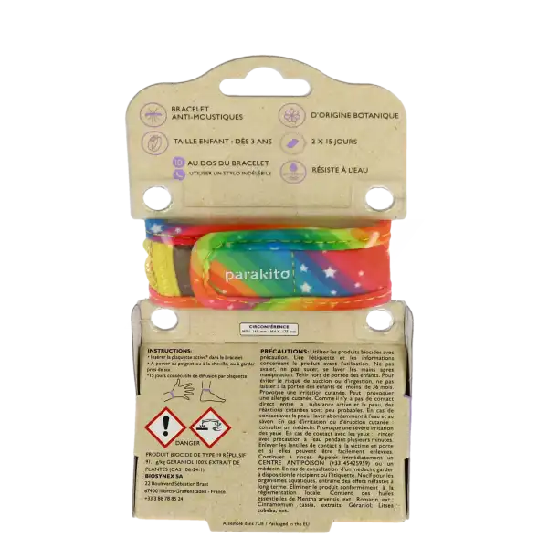 Para'kito Kids Bracelet Répulsif Anti-moustique Rainbow