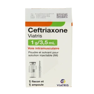 Ceftriaxone Viatris 1 G/3,5 Ml, Poudre Et Solvant Pour Solution Injectable (im)