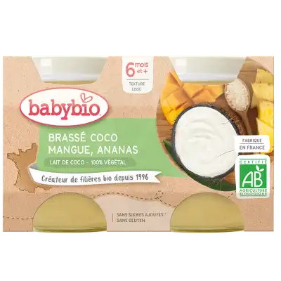 Babybio Brassé Végétal Lait De Coco Mangue Ananas 2pots/130g à Genas