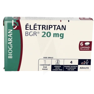 Eletriptan Bgr 20 Mg, Comprimé Pelliculé