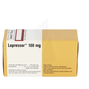 Lopressor 100 Mg, Comprimé Pelliculé Sécable