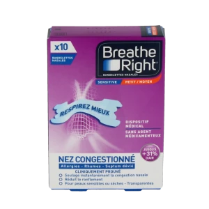 Breathe Right Sensitive Bandelettes Nasales Transparentes B/10