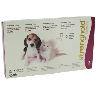 STRONGHOLD 15 MG SOLUTION POUR SPOT-ON POUR CHATS ET CHIENS <= 2,5 KG, Solution pour spot-on