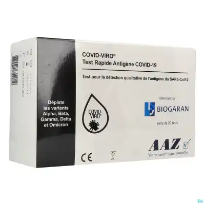 Biogaran Covid-viro Test Antigénique Kit/20 Sachets à LE BARP