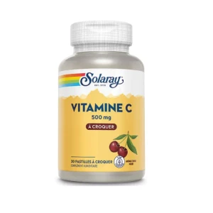 Solaray Vitamine C 500mg Cerise Noire Pastilles à Croquer B/30