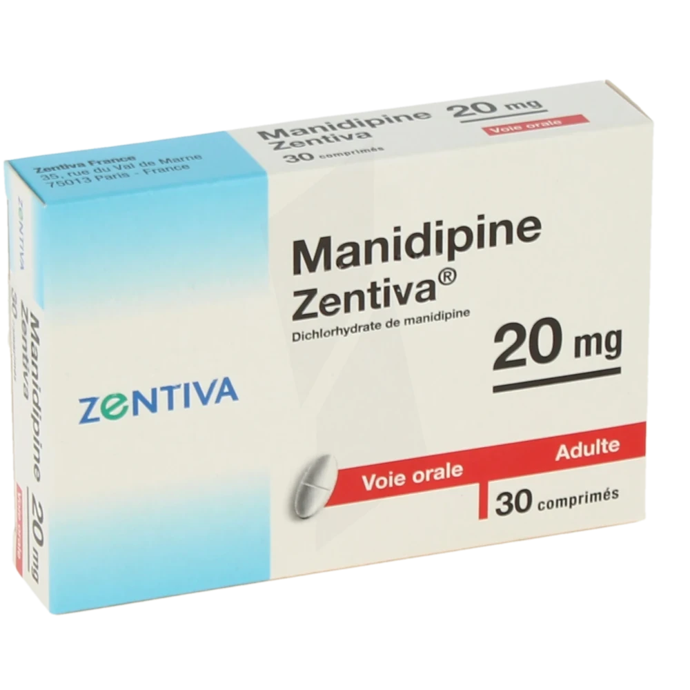 Manidipine Zentiva 20 Mg, Comprimé