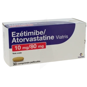 Ezetimibe/atorvastatine Viatris 10 Mg/80 Mg Cpr Pell Plq/30