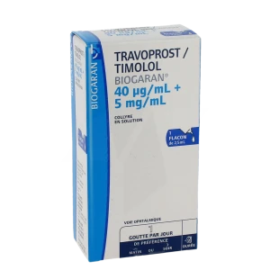 Travoprost/timolol Biogaran 40 Microgrammes/ml + 5 Mg/ml, Collyre En Solution