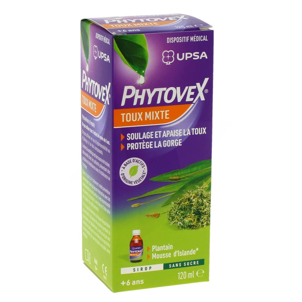 Upsa Phytovex Sirop Toux Mixte Sans Sucre Falcon De 120 Ml