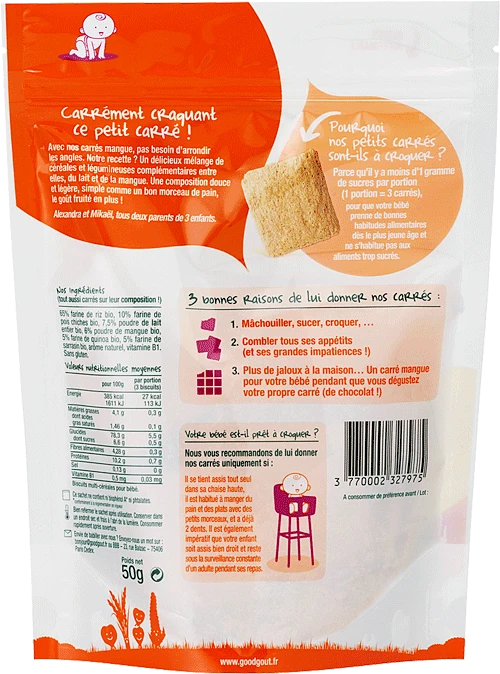 Pharmacie Valence 2 - Parapharmacie Good Goût Alimentation Infantile Carré  Mangue Sachet/50g - VALENCE