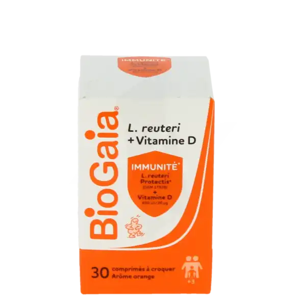 Biogaia Lactobacillus Reuteri Protectis + Vitamine D 800 Ui Cpr À Croquer Orange B/30