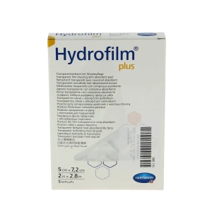 Hydrofilm® Plus Pansement Film Adhésif Transparent Avec Compresses Centrale  5 X 7,2 Cm - Boîte De 5