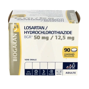 Losartan/hydrochlorothiazide Bgr 50 Mg/12,5 Mg, Comprimé Pelliculé