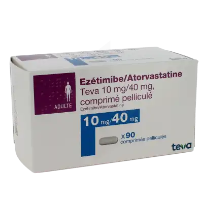 EZETIMIBE/ATORVASTATINE TEVA 10 mg/40 mg Cpr pell Plq/90