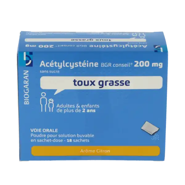 Acetylcysteine Bgr Conseil 200 Mg Sans Sucre, Poudre Pour Solution Buvable En Sachet-dose