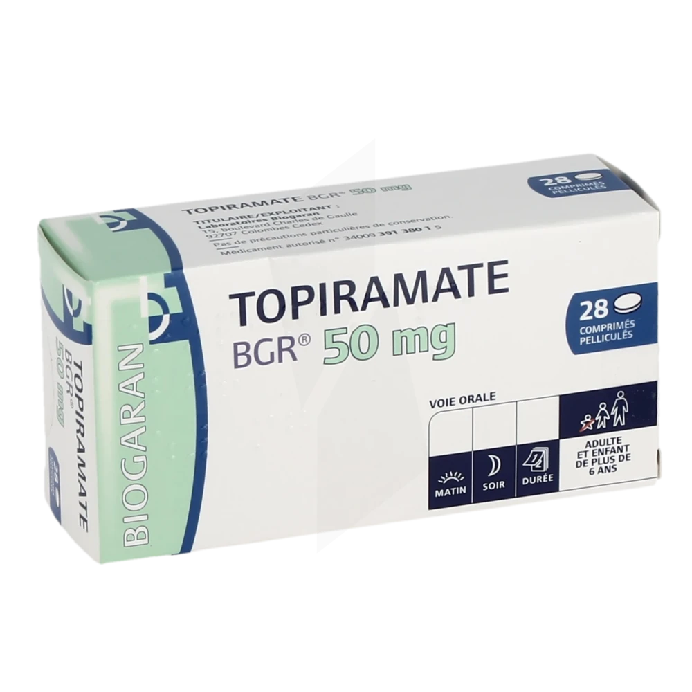 Topiramate Bgr 50 Mg, Comprimé Pelliculé