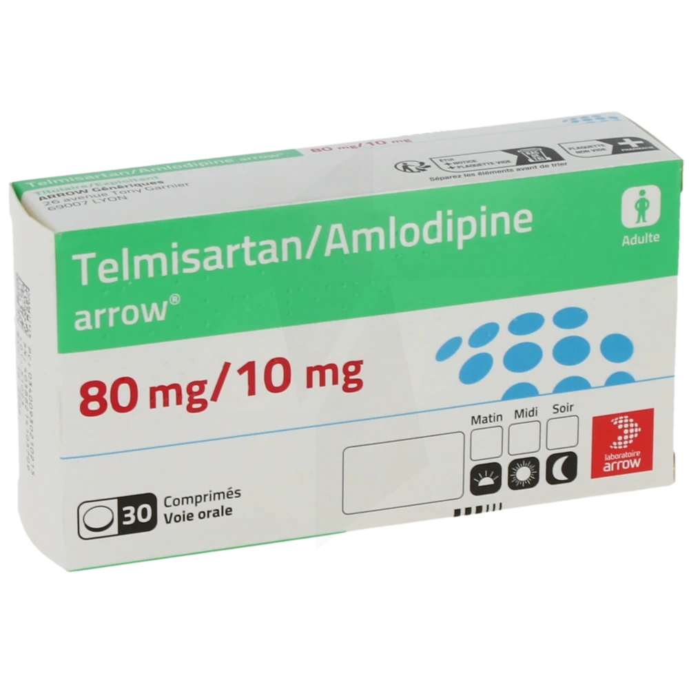 Telmisartan/amlodipine Arrow 80 Mg/10 Mg, Comprimé