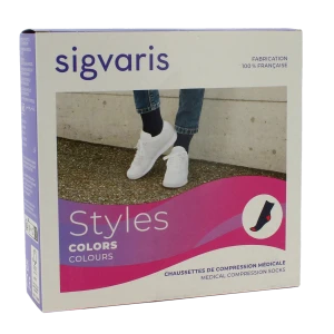 Sigvaris Styles Colors Chaussette Classe 2 Femme Noir/turquoise Normal S