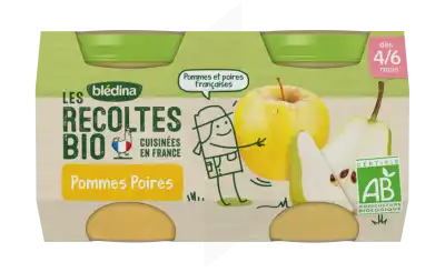 Blédina Les Récoltes Bio Pommes Poires 2 Pots/130g à BORDEAUX