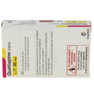 Quetiapine Viatris Lp 50 Mg, Comprimé à Libération Prolongée