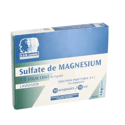 Sulfate De Magnesium Lavoisier 15 Pour Cent (0,15 G/ml), Solution Injectable (i.v.) En Ampoule à Saint-Calais