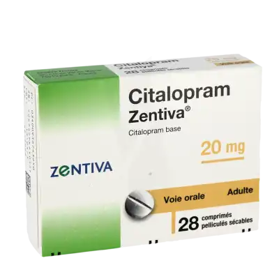 Citalopram Zentiva 20 Mg, Comprimé Pelliculé Sécable à Saint-Médard-en-Jalles