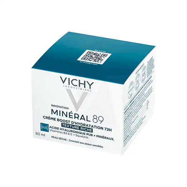 Vichy Minéral 89 Minéral 89 Crème Riche Boost D'hydratation 72h Peaux Sèches Pot/50ml