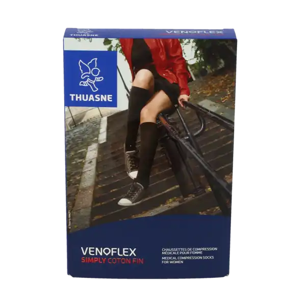 Thuasne Venoflex Simply 2 Chaussette Coton Fin Femme Crème T3n